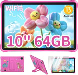 Wifi 6 Kids Tablette Enfants 10 Pouces,Tablette Gaming Android 13 6Go+64Go /Tf 2To Contrôle Parental,Tablette Tactile Gms Certified/Double Camera,Tablette Educative Pour Enfant-Rose