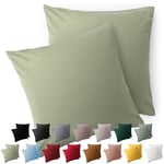 Blumtal Taie Oreiller 65x65 Lot de 2 - Housse de Coussin Microfibre - Taies d'oreillers avec Fermeture enveloppe, certifiée Oeko-Tex, Extra Douce et Lavable - Vert Olive