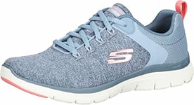 Skechers Femme Flex Appeal 4.0 Brilliant View Baskets Basses, Bordure Rose en Maille tricotée Ardoise, 40 EU