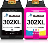 302XL Cartouches d'encre Remplacement pour HP 302 XL Noir et Couleur pour DeskJet 3639 3630 3632 2130 Envy 4520 4525 4527 4528 OfficeJet 3831 3833 3830 4650 5230 (Noir Tri-Colore, 2-Pack)