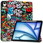 Till iPad Air 13 (2024) Slim fit tri-fold fodral Pennfack - Graffiti multifärg