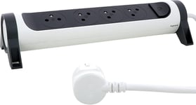 - Multipr Rotative Avec Interrupteur À Voyant Led - 4 Pr S Surface Avec Terre - Cordon 1,5M - Blanc Et Gris Foncé