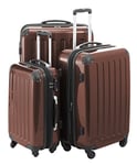 HAUPTSTADTKOFFER - Alex - Ensemble de 3 Valises Rigides Marron Brillant, TSA, (S, M & L), 235 litres