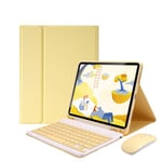 QWERTY Clavier bluetooth étui de protection + souris pour Apple Ipad 10.2 -Jaune