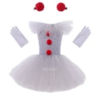 Grå Joker-dräkt för flickor Halloween Tutu-klänning Läskig clown Karnevalfest Cosplay-kläder Tulle Maskeraddräkt för barn 2-12 år Azulón XL (8-9Y)