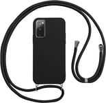 Coque Pour Samsung Galaxy S20 Fe 5g Avec Cordon, Etui Silicone Souple Antichoc Housse Avec Collier Chaîne Lanière, Téléphone Étui Case Cover De Protection Pour Samsung S20 Fe, Bandoulière-Noir