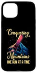 Coque pour iPhone 15 Plus CONQUERING MOUNTAINS ONE RUN AT A TIME