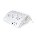 Ewent Multiprise 5 Prises avec Interrupteur EW3932 1,5 m 2 x USB 2,1 A 2500W Blanc