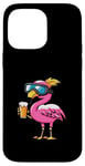 Coque pour iPhone 14 Pro Max Flamant rose amusant avec bière | BD Apres Ski