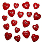 Dress it Up Button CC Red: Hearts 10 x 11-19 x 18 mm 18 pcs, 10 x 8 x 1 cm