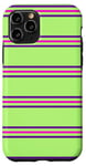 Coque pour iPhone 11 Pro Vert citron rose violet rayé girly esthétique Preppy Stripe