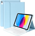 KBCASE Coque Clavier pour iPad 10Ème Génération, AZERTY Français, Housse Clavier pour iPad 10-A2696/A2757/ A2777, Amovible Clavier Bluetooth sans Fil pour iPad 10ème Gén 2022 10.9 Pouces