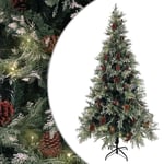 Sapin de No�l pr�-�clair� pommes de pin vert blanc 225cm PVC PE