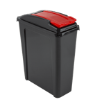 25L Slimline Recycle Bin With Lid Kitchen Compact Waste Rubbish Dustbin- RED