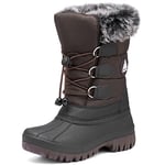 Mishansha Botte Enfant Neige Bottes Hiver Fille Imperméable Chaussure Garçon Neige Fourrées Chaudes Bottine de Neige Antidérapantes Boots Neige Marron Foncé,Gr.34