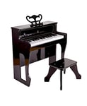 Hape Piano Droit Électronique Noir en Bois - Piano en Bois 30 Touches - Jouet Enfant dès 3 ans - Instrument de Musique en Bois - Idée Cadeaux Fille et Garçon - Tabouret en Bois et Porte Partitions