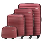 WITTCHEN Valise de Voyage Set de 4 valises Valise à roulettes Bagages à Main Set de valises de Voyage en ABS avec 4 roulettes pivotantes Serrure à Combinaison Poignée télescopique Groove Line Marron