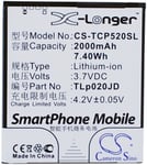 Batteri till TLp020JD för TCL, 3.7V, 2000 mAh