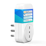 Meross Prise intelligente italienne, prise intelligente WiFi (type L), prise WiFi, compatible avec Apple HomeKit Siri, Alexa, Google Assistant et SmartThings, 16A, 3840W, 2,4 GHz, aucun hub requis