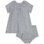 Petit Bateau Blommig Baby-klänning Blå | Blå | 12 months