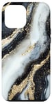 iPhone 12 Pro Max White Abstract Black Elegant Stone Design Case