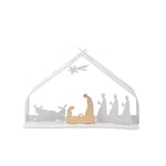 Alessi Bark Crib BM09 W Design Christmas Crib Reproduction with Golden Features Stainless Steel, White