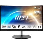 MSI Pro MP241CA Écran Bureautique Incurvé 23.6" Full HD - Dalle VA 1500R, 1920x1080, 75Hz, Confort Oculaire, Gamme Couleurs sRGB 114%, Haut-Parleurs Intégrés, Inclinaison Réglable - HDMI, DisplayPort