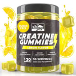 KP Creatine Monohydrate Gummies Lemon for Men & Women, 100% Creatine Lemon Gummies, 5g per Serving + Vegan, Sugar Free + Strength, Energy, Muscle & Booty Gain - 120 Count