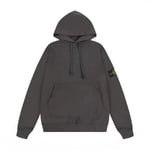 Stone Trendy American Stone Island Emblem Ren Bomull Hoodie För Män Kvinnor High Street Lös Kappa Hoodie Mörkgrå Dark Grey M