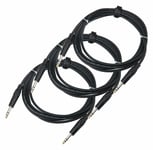 3x Cable Jack Professionnel Stereo 6.3mm Guitare Basse Batterie Electronique 3 m