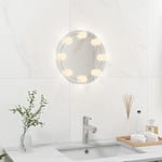 Miroir mural sans cadre avec lampes led Rond Verre The Living Store Argent