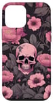 Coque pour iPhone 12 mini Étui de téléphone gothique fleurs crâne roses et fond gothique