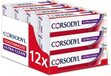 12 X Corsodyl Ultra Clean Toothpaste for Gum Care 75ml FREE UK DELIVERY