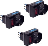 Adaptateur multisize pour petites et grandes prises - Fiche italienne 10A 2P+T, 2 Prises Biv. 10-16A et 1 prise Schuko Multisize 10-16A 2P+T - Interrupteur automatique de sécurité