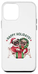 Coque pour iPhone 12 mini Happy Holidays Carlin pour chien de Noël