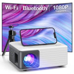 Videoprojecteur Projecteur WiFi Bluetooth avec 360° Trépied AKIYO Mini Projec...