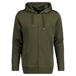 Gant Mens Regular Shield Full Zip Hoodie Sweat Jacket - Green Cotton - Size Medium