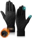 DOVAVA Gants Homme Gants d’hiver Tactile Gants de Doublure Enpeluche Ticotés, Gants Thermostables Gants pour Sport (Noir-3)