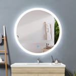 Acezanble 60cm miroir rond, miroir de salle de bain anti-buée, miroir mural cosmétique lumineux, miroir LED avec éclairage,interrupteur tactile