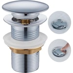 Ulytid - Bonde Lavabo sans Trop Plein Vidage Salle de Bain Pop-up Bonde Clic Clac Kit de Vidage de Lavabo Universelle Standard-G 1 ¼ - Chromé Argent