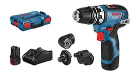 Bosch Professional 12V System perceuse-visseuse sans-fil GSR 12V-35 FC (avec 4 adaptateurs FlexiClick, 2 batteries 3,0 Ah, chargeur rapide GAL 12V-40, dans L-BOXX) - système FlexiClick