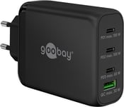 Goobay Väggsnabbladdare 3x USB-C, 1xUSB-A, PD, GaN, 100W - Svart