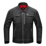 BORLENI Blouson Moto Homme Veste de Moto en Jean cCoupe-vent avec Protections CE Amovible Printemps Automne Noir XL