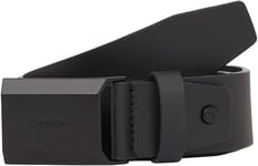 Calvin Klein Ceinture Homme Beveled Plaque avec Boucle Plaque, Noir (Ck Black Smooth), 105 cm