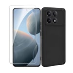 Bihizei Coque pour Xiaomi Poco X6 Pro 5G, avec 1 Verre Trempé, TPU Housse Silicone, Étui de Protection Antichoc Housse Cover- Noir
