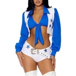 Dallas Cheerleader Costume for Women - Girls Outfit Adult Halloween - 3 piece shirt vest and white shorts M