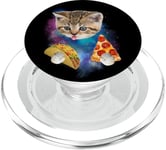 Funny Galaxy Taco Cat | Space Cat Eat Pizza and Taco PopSockets PopGrip for MagSafe