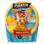 PIRATIX Golden Treasure - Gold Pack The Seaside Crew. Comprend 5 Piratix Surprise, 1 Trésor Exclusif, 1 Drapeau Exclusif, 1 Podium, 6 Accessoires et Le Captain Doré Deep Water