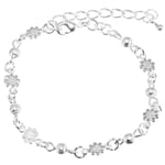 Sött Silver Armband - Kedja Dekorerad med Blommor & Kulor Silver