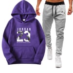 ZGRW Survêtement pour homme Jordan 23# Basketball Sportswear 2 pièces Ensemble décontracté Jogging à capuche Vêtements d'entraînement Violet XL